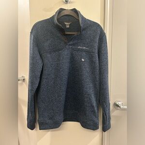 Eddie Bauer Snap Front Radiator Fleece Mens Medium Navy